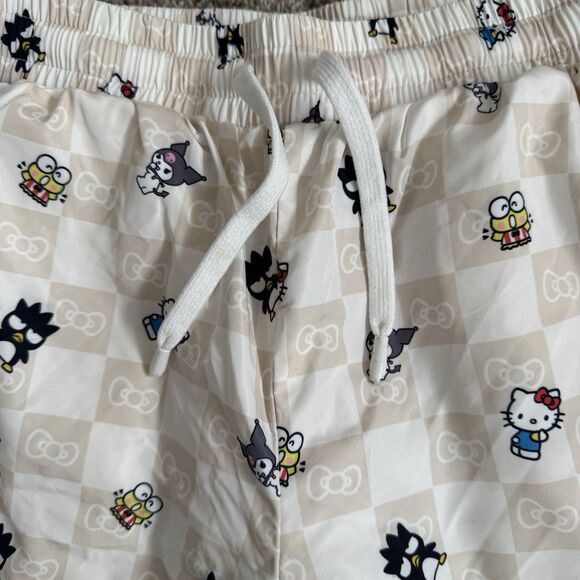 Hello Kitty Cream Checkered Puffer Jogger Pants Hello Kitty Character Pants Sz S - Picture 4 of 5